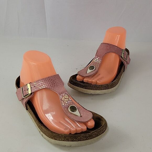 Birkenstock Gizeh Pink Snakeskin Women's Sandals - Picture 3 of 15